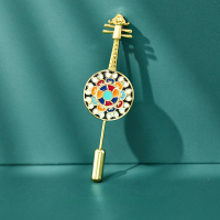 wholesale S925 Sterling Silver Bfirst Dunhuang Style Brooch, High-end Niche Enamel-like Pin for Women's Apparel Accessories Wholesale-Gold 925 silver