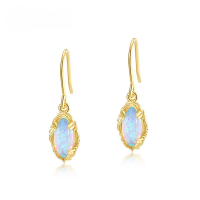 wholesale S925 Sterling Silver Japanese Light Luxury Jewelry Vintage Style Opal Earrings for Women, Niche Design Wholesale Customization-10K gold + swimming paint  925 silver