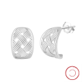 wholesale Metal material first: Pure silver lightweight luxury high-end curved C-shaped earrings with gold woven texture and French-style patterns-0-5