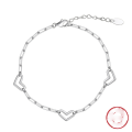 wholesale S925 Sterling Silver Cloud-Pull Jewelry Openable Paperclip Bracelet with Heart Charm, Fashionable and Versatile, Direct from Manufacturer-0-4