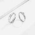 wholesale S925 Sterling Silver Small Crown Couple Rings Pair, Minimalist and Elegant Matching His and Hers Adjustable Open Band Unique Design-0-0