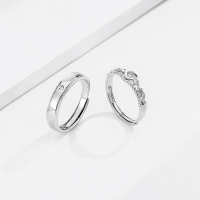 wholesale S925 Sterling Silver Small Crown Couple Rings Pair, Minimalist and Elegant Matching His and Hers Adjustable Open Band Unique Design-Women's ring S925 silver &gt; adjustable opening