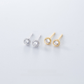 wholesale S925 Sterling Silver Earrings Women Korean Version Minimalist Ins Style Elegant Bezel-Set Round Diamond Elegant Ear Jewelry G6149-0-1