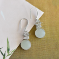 wholesale 925 Sterling Silver with Certificate New Chinese Style Inlaid Hetian Jade Earrings, Ancient Octagonal Pavilion Natural Jade Ear Drops-0-6