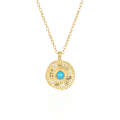 wholesale 925 Sterling Silver New Sunflower Inlaid Diamond Turquoise Collarbone Necklace, European and American French Style, Creative Temperament INS Necklace-0-5