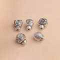 wholesale 999 Sterling Silver Gourd Three-Pass Integrated Bracelet Necklace Spacer Beads Buddha Head Beads DIY Handheld Accessories-0-2
