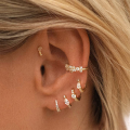 wholesale S925 Sterling Silver Luxury Zircon-studded Circle Ear Cuff, Korean Style Minimalist Elegant Earrings-0-2