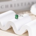 wholesale S925 Sterling Silver Cross-Border Europe and America Best-Selling 4-Carat Lab-Grown Emerald Classic Princess-Cut Engagement Ring-0-1