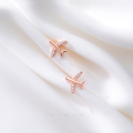 wholesale S925 silver stud earrings for women, Japanese-Korean style fashion fun diamond-inlaid airplane student cute ear accessories G6100-0-1