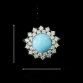 wholesale 925 Silver Gold-Plated Ring with High-Carbon Diamonds, Floral Design, Blue Turquoise, Hot-Selling Fashion Jewelry Versatile Accessory for Women-0-2