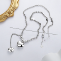 wholesale S925 Sterling Silver Korean-style Large and Small Heart Fringe Creative Light Luxury Ins Choker Necklace for Women-0-1