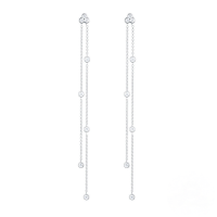 wholesale S925 Sterling Silver Tassel Mini Star Earrings With Inlaid Crystals, Perfect For Office Wear-Platinum #1 925 Silver