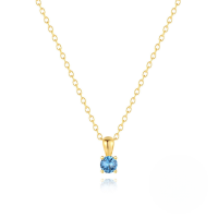 wholesale S925 Sterling Silver Geometric Birthstone Pendant Necklace With Zircons, Ins Style Daily Wear, In Stock Gift-Gold-Royal Blue 925 Silver