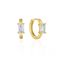 wholesale S925 Sterling Silver Square Zircon-encrusted Hoop Ear Clasp Earrings For Women,ins。-Gold-White Diamond 925 Silver