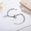 wholesale S925 sterling silver vintage chunky chain multi-element charm letter bracelet in minimalist ins style-0-2