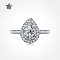 wholesale S925 Sterling Silver New Pear-shaped Waterdrop Diamond-encrusted Zircon Ring for Women, European and American Cross-border Engagement Ring, Ready to Ship-White Diamond TL120005 No.9