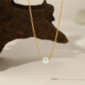 wholesale S925 Sterling Silver Minimalist Pierced Opal Sphere Daily Wear Earring And Necklace Set, Korean Style Small Luxury Jewelry-0-5