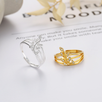 wholesale S925 Sterling Silver Korean Style Minimalist Leaf Ins Trendy Unique Design Small Stacking Ring-YJ1202 Gold/Approx. 2.8g &gt; Adjustable opening
