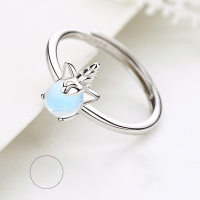 wholesale S925 Sterling Silver Moonstone Unicorn Ring, Forest-Inspired, Trendy, Magical, and Sweet for Students-Moonstone Unicorn Ring Adjustable opening
