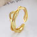 wholesale S925 Sterling Silver European and American Trendy Geometric Hollow Irregular Line Minimalist Open Ring-0-1
