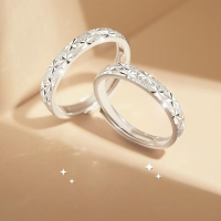 wholesale S925 Sterling Silver Couple's Ring Pair with Starry Sky Design, Men's and Women's Rings, Gift for Girlfriend on Qixi Valentine's Day-Gypsophila Couple Ring/approx. 3.69g&gt;PR003496