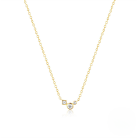 wholesale 925 Sterling Silver Geometric Square And Round Zircon Fashion Choker Necklace, Cross-border Bestseller, Ins Style-Gold 925 silver