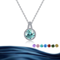 wholesale S925 Sterling Silver Wholesale Round Moissanite Necklace Women Pendant Light Luxury Collarbone Chain Silver Jewelry High-End Accessories-0-3