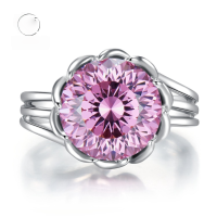 wholesale Metal: 925 Silver New Style 75 Carat Rouge Pink Lotus Flower Ring for Women, Luxurious High-end Feel Ring-R348 Rouge Powder No. 6