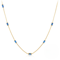 wholesale 925 Sterling Silver Exquisite Simple Fine Chain Colored Zircon Collarbone Necklace, Korean Style Internet Famous Ins Trendy Accessory-Gold-Blue Diamond 925 Silver