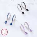 wholesale 925 Sterling Silver Small and Exquisite Ear Hoops for Women with Inlaid Diamond-Colored Zirconia Dopamine Earrings for Cross-Border Supply Wholesale-0-1