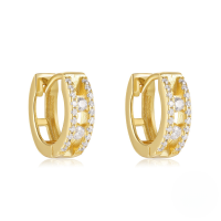 wholesale S925 Sterling Silver Double-layer Zircon And Opal Four-pointed Star Ear Hoop Ear Climber Earrings-Gold#7&gt;925 silver