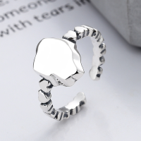 wholesale S925 Sterling Silver Korean-style Creative Small Square Ring Holder Irregular Shape English Niche Trend Open Ring-YJ720M/approx. 3.2g Adjustable opening
