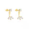 wholesale S925 Sterling Silver Single Row Zircon C-shaped Adjustable Jacket Earrings-0-6