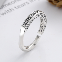 wholesale S925 Sterling Silver Retro Classic Pattern Embossed Möbius Ring with Open-End Design-YJ839/approx. 4.7g Adjustable opening