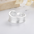 wholesale S925 Sterling Silver Irregular Wide Brushed Open Ring for Fashion Commuting Light Luxury Style Index Finger Ring-0-1