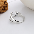 wholesale S925 Sterling Silver Hollowed-out Multi-layer Wavy Line Ring Fashion Street Minimalist Style Designed Jewelry Band-0-2