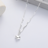 wholesale S925 Silver Cloud Tide Pavilion Fashionable and Personalized Internet-Famous Love Geometric Design Sweet and Cool Temperament Versatile Women's Necklace-YL606H/approx. 3.1g 925 silver