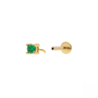 wholesale S925 Sterling Silver 18g Flat Head Push-pin Cartilage Ear Stud, Popular In Europe And America For Ear Piercing-Single golden #2 green diamond