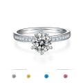wholesale S925 Sterling Silver 1ct Round Moissanite Engagement Ring Super Sparkling-0-3