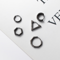wholesale S925 silver black geometric polygon ear clips, Korean style trendy and cool unisex earrings M01860-0-2