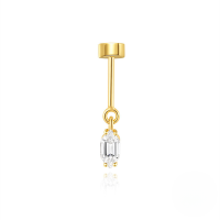 wholesale S925 Sterling Silver Minimalist Geometric Zirconia Pendant Cylindrical Threaded Ear Cuff Cartilage Earrings, Popular In Europe And America-Single gold #1