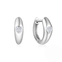 wholesale 925 Sterling Silver With Zircon Accent Chain Style Hoop Earrings, European And American Design-White Gold #4