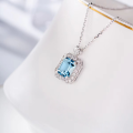 wholesale Classic and sophisticated 18k gold 147ct 5A aquamarine necklace pendant custom-made-0-0