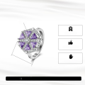 wholesale S925 Sterling Silver Fashionable and Unique Rotatable Ring for Women with Purple Zircon High-End Feel Wholesale-0-2