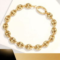 wholesale 18K gold Italian craftsmanship pig nose bracelet for women, trendy new stylish European and American fashion necklace for women-18K yellow>16cm