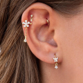 wholesale S925 Sterling Silver Inlaid Zircon Body Piercing Earring, Trendy Ins Style Threaded Ear Stud-0-3