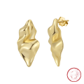 wholesale Gold Plated Sterling Silver Geometric Pleated Design Earrings for Cross-Border Europe and America, Minimalist and Elegant-0-6