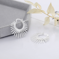 wholesale S925 Sterling Silver Creative and Unique Geometric Layered Fan-shaped Ear Clasp, Korean-style Blogger Fashionable Light Luxury Earrings-0-2