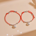wholesale S925 Sterling Silver Chunky Fortune Red String Bracelet for Women, Versatile Small Design Retro Chinese Character "Fu" Woven Rope-0-3