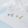 wholesale S925 silver flower earrings for women with inlaid diamond four-leaf clover mini stud earrings E6147-0-3